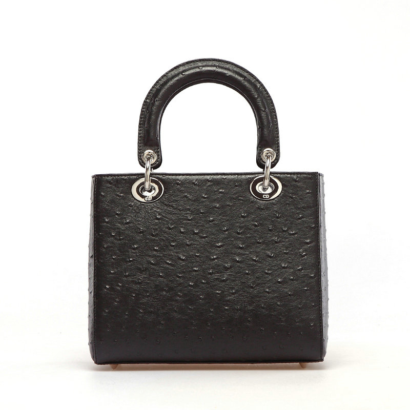 jumbo lady dior ostrich leather D053 black